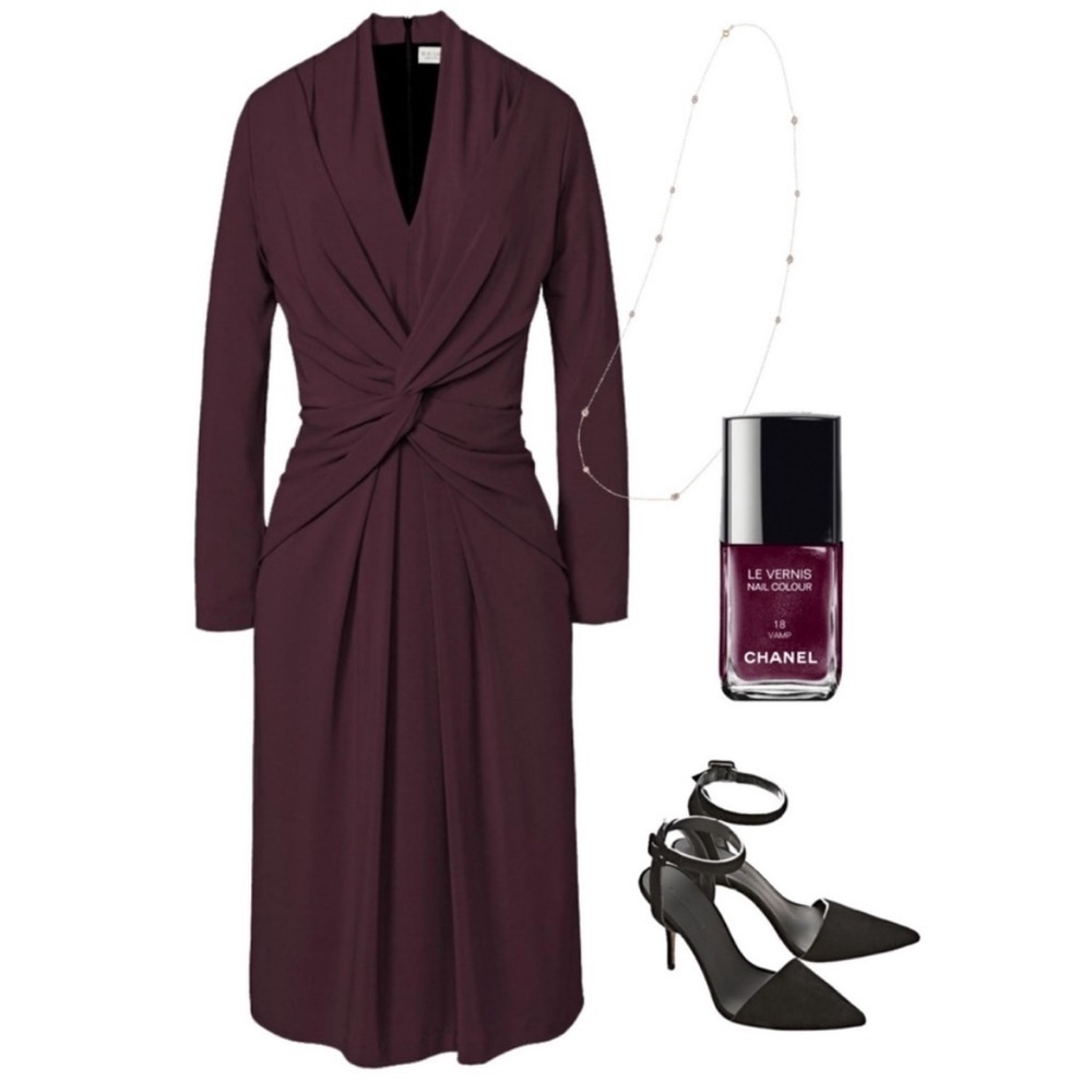 M.M. Lafleur Blair Dress Blackberry Twist Front Italian Crepe Size 2